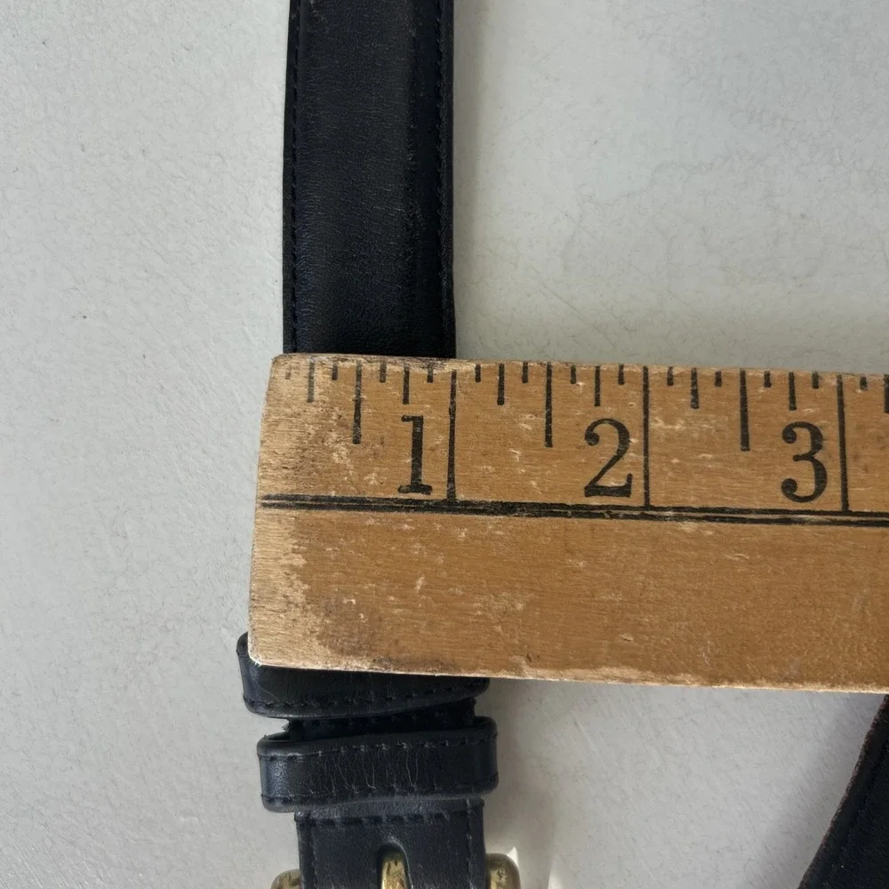 Vtg Coach Womens Leather Belt Black Style 6600 Size 38/95 Brass Buckle